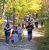 A picture of Kymer's guests Trick or Treating stroll through the campsites.